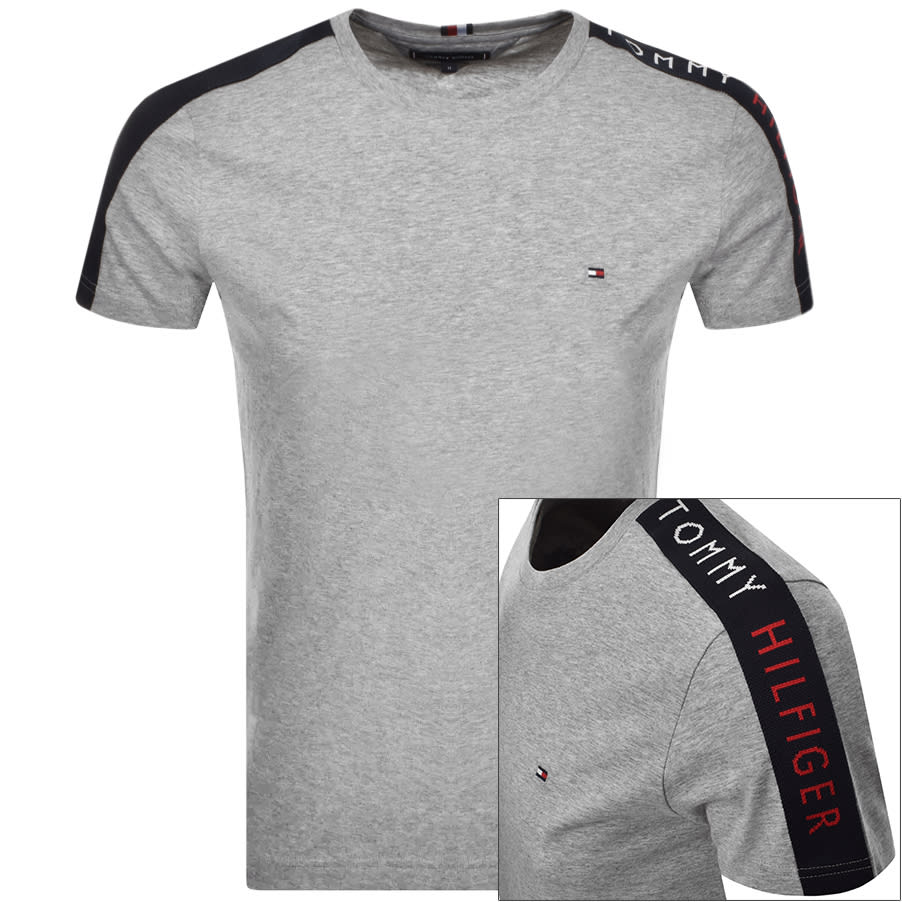 Alternative Image for ProductTommy Hilfiger Logo Sleeve Tape T Shirt Grey1